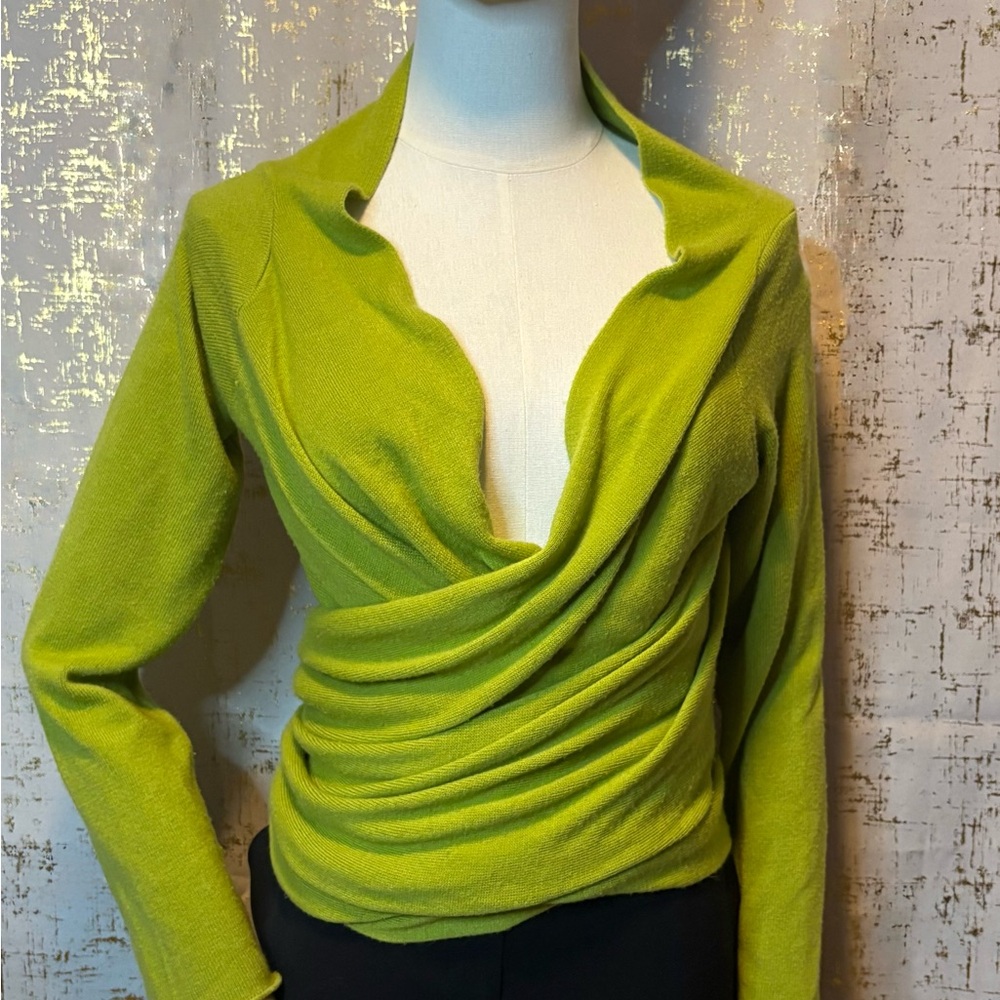 Vibrant Green Draped Sweater